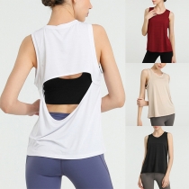 Sexy Deep V-neck Sleeveless Hollow Out Ripped Top