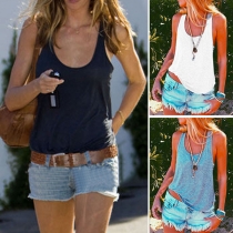Casual Style Solid Color U-neck Tank Top