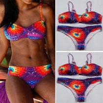 Sexy Contrast Color Printed Bikini Set
