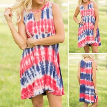 Fashion Sleeveless Round Neck Relaxed-fit Printed Dress