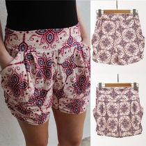 Ethnic Style High Waist Printed Shorts