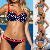 Sexy Contrast Color Dots Printed Push-up Underwire Bikini Set