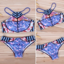 Sexy Backless Printed Bikini Set