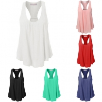 Fashion Solid Color Irregular Hem Chiffon Tank Top