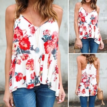 Sexy Backless V-neck Printed Cami Top