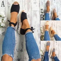 Fashion Peep Toe Flat Heel Lace-up Sandals