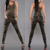 Fashion Camouflage Printed High Waist Slim Fit Pencil Pants