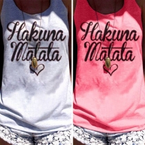 Fashion Letters Printed Casual Tank Top