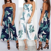 Sexy Strapless High Waist Printed Jumpsuit