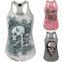 Fashion Skull Printed Casual Tank Top  