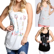Fashion Arrow Printed Round Neck Tank Top