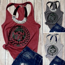 Casual Style Round Neck Printed Tank Top