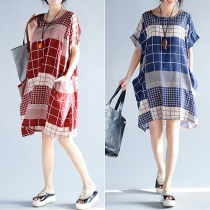 Fashion Casual Printed Round Neck Short Sleeve Oversized Dress 