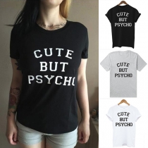 Fashion Casual Letters Printed Round Neck Short Sleeve T-shirt