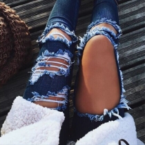 Sexy Hollow Out Ripped Skinny Jeans