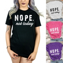 Fashion Letters Printed Short Sleeve Round Neck T-shirt