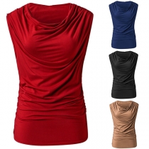 Fashion Solid Color Sleeveless Round Neck T-shirt