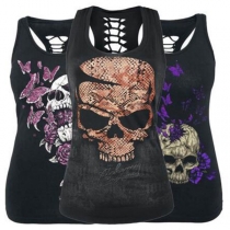 Fashion Skull Head Printed Slim Fit Tank Top