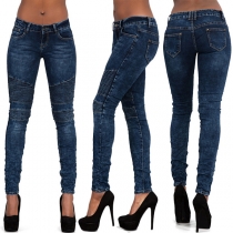 Fashion High Waist Pleated Stretch Skinny Jeans