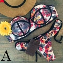 Sexy Printed Push-up Bandeau Bikini Set