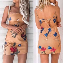 Sexy Backless Slim Fit printed Sling Dress