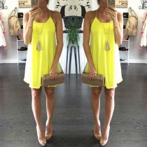 Fashion Solid Color Round Neck Loose Sling Dress