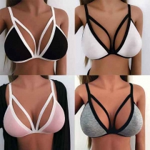 Sexy Hollow Out Contrast Color Bra