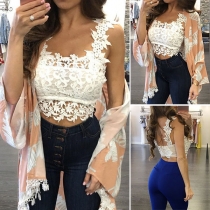 Sexy Backless Square Collar Sleeveless Lace Crop Top