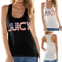 Fashion Colorful Letters Printed U-neck Casual Tank Top