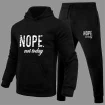 Fashion Letters Printed Long Sleeve Round Neck Casual Sports Suit