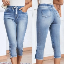 Fashion High Waist Slim Fit Denim Capri Pants