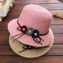 Sweet Style SD Flower Spliced Straw Hat Sun Hat