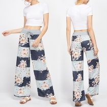 Fashion Contrast Color Printed Wide-leg Pants