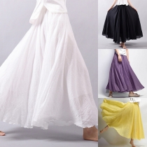Fresh Style High Waist Solid Color Skirt