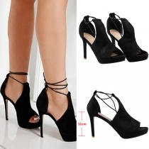 Sexy Peep Toe Lace-up High-heel Shoes Stilettos