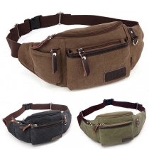 Fashion Solid Color Multifunction Canvas Waist Bag