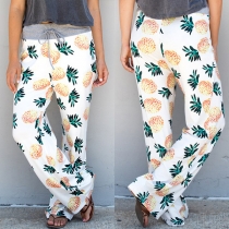 Fashion Pineapple Printed High Waist Wide-leg Pants