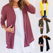 Fashion Solid Color Long Sleeve Cardigan