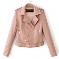 Fashion Solid Color Long Sleeve Notched Lapel Slim Fit Jacket