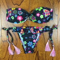 Sexy printed Bandeau Bikini Set