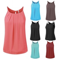 Fashion Solid Color Sleeveless Round Neck Cami Top