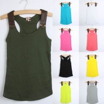 Fashion Solid Color Round Neck Slim Fit Tank Top