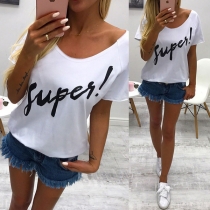 Simple Style Letters Printed Short Sleeve Round Neck T-shirt
