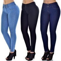 Fashion Middle-waist Slim Fit Skinny Jeans