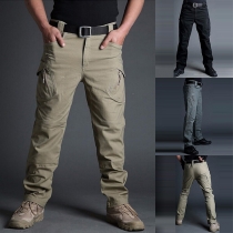 Fashion Solid Color Mid-waist Men's Cargo Pants