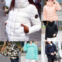 Fashion Solid Color Long Sleeve Stand Collar Warm Padded Coat