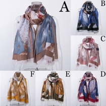 Fashion Contrast Color Printed Scarf