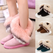 Fashion Round Toe Flat Heel Faux Fur Spliced Anti-slip Snow Boots