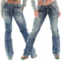 Fashion Low-waist Faded Relaxed-fit Jeans