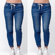Fashion Elastic Waist Relaxed-fit Lantern Jeans